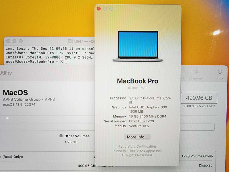 Apple Macbook Pro 2019 15\\" Core i9-9880H @ 2.3GHz 16GB DDR4 500GB SSD Radeon Pro 560X 4GB (