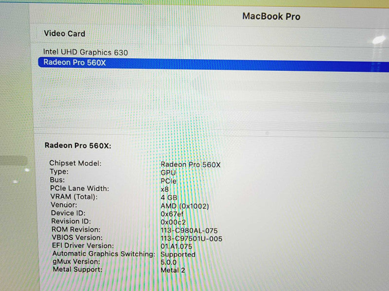 Apple Macbook Pro 2019 15\\" Core i9-9880H @ 2.3GHz 16GB DDR4 500GB SSD Radeon Pro 560X 4GB (