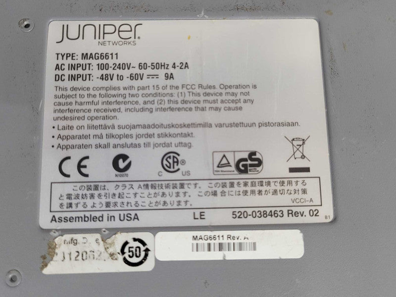 Juniper MAG6611 Pulse Secure Remote Access Server w/ 2x PSU, READ _