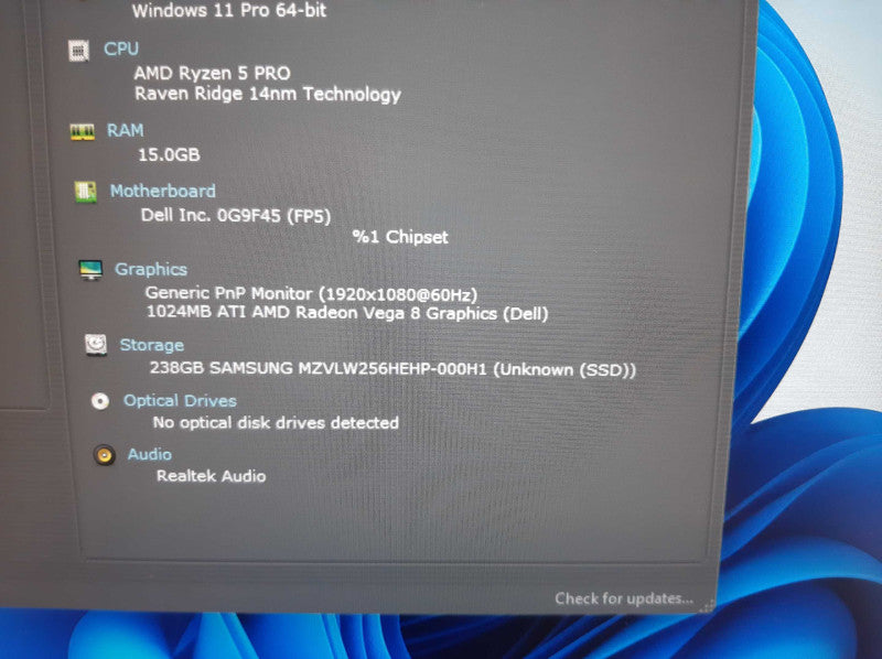 DELL Latitude 5495 AMD Ryzen 5 PRO 2500U ATI Radeon Vega 8 16GB RAM 256GB SSD