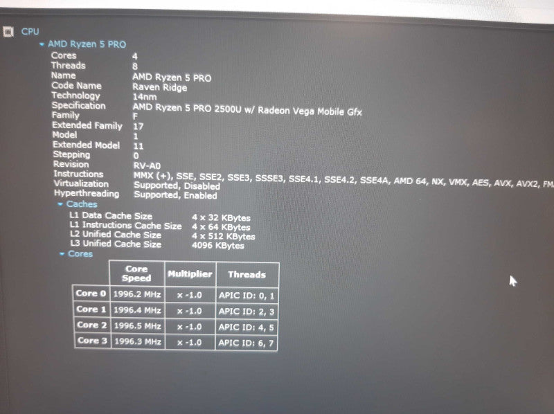 DELL Latitude 5495 AMD Ryzen 5 PRO 2500U ATI Radeon Vega 8 16GB RAM 256GB SSD