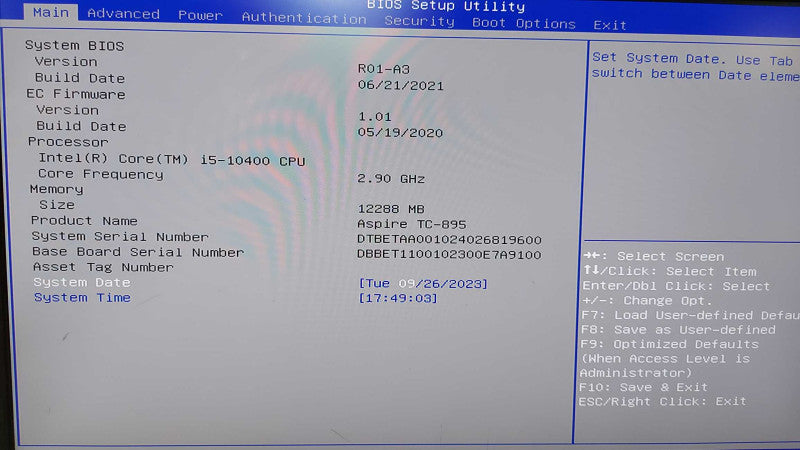 Acer Aspire TC-895-EB11 10th gen Desktop i5-10400 / 12gb ram #