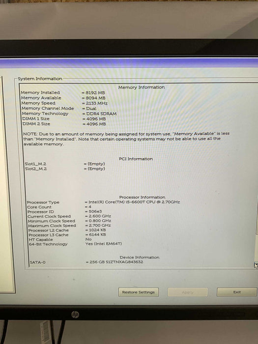 OptiPlex 7050 Micro i5-6600T @2.70GHz 8GB RAM & 256GB SSD  -