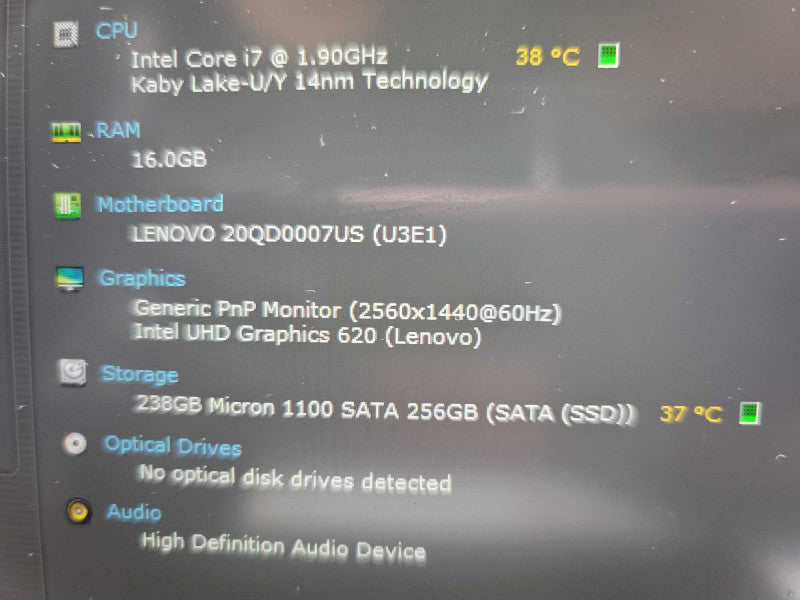 Lenovo ThinkPad X1 Carbon i7-8665U, 16GB DDR4, 256GB m.2  Î²