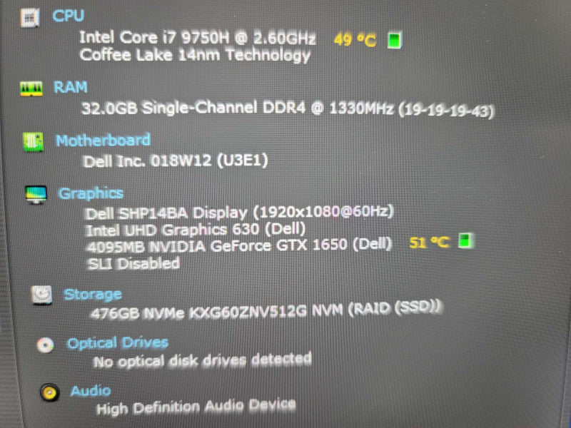 Dell XPS 15 7590 i7-9750H, 32GB DDR4, 4GB NVIDIA GeForce GTX 1650, 512GB m.2  Î²