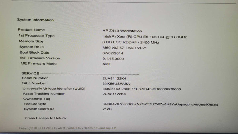 HP Z440 - Xeon E5-1650 v4 | 8GB RAM | NO HDD | NVS 510