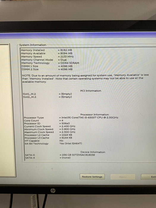 OptiPlex 7050 Micro i5-6500T @2.5GHz 8GB RAM & 256GB SSD - -