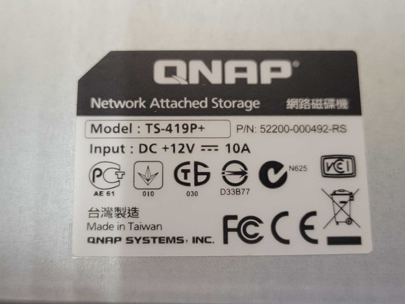 QNAP TS-419P+ 4-Bay NAS with 2x HDD Trays, READ _