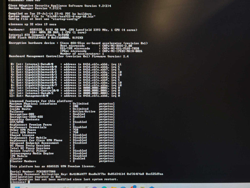 Cisco ASA 5525-X Adaptive security appliance READ Q$