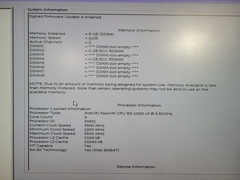 DELL Precision Tower 5810 Intel Xeon E5-1620 v3 @ 3.5GHz 8GB RAM QUADRO K4200 !