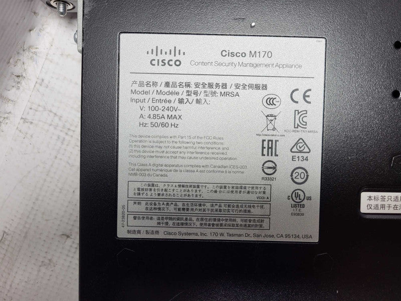 Cisco M170 Security Management Appliance No HDD READ $