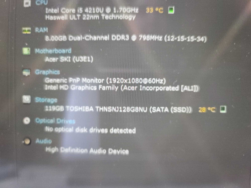 Acer R7 ZS8 i5-4210U@ 1.70GHz, 8GB DDR3, 128GB m.2  Î²