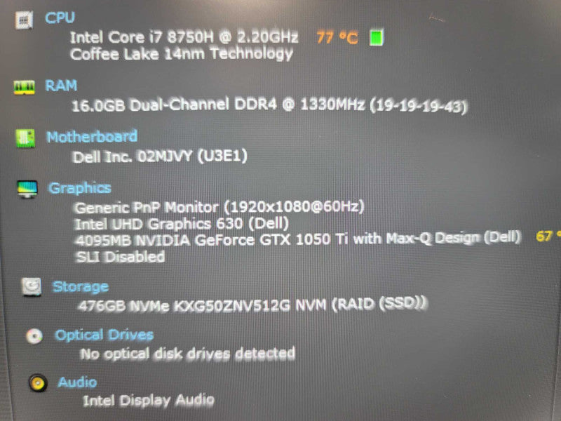 Dell XPS 15 9570 i7-8750H, 16GB DDR4, 4GB GeForce GTX 1050 Ti, 512GB m.2  Î²