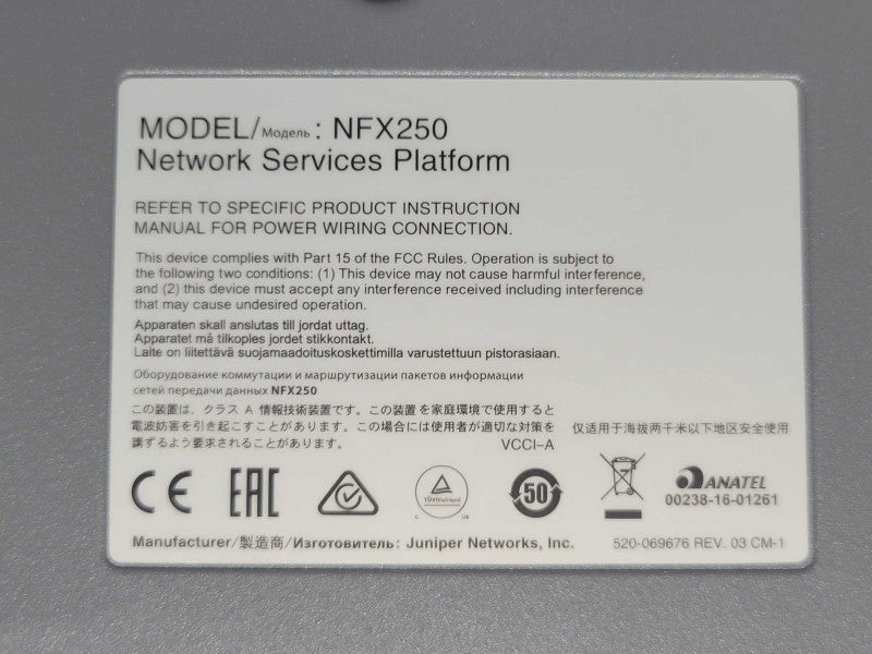 Juniper AT&T NFX250 Network Services Platform, READ _