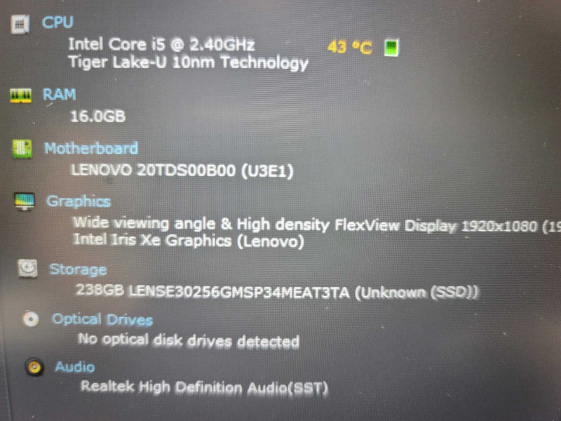 Lenovo ThinkPad E15 i5-1135G7, 16GB DDR4, 256GB m.2  Î²