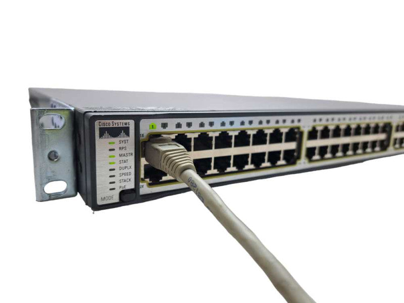 Cisco WS-C3750G-48PS-S 48 Port Gigabit PoE Network Switch | Factory Reset | )