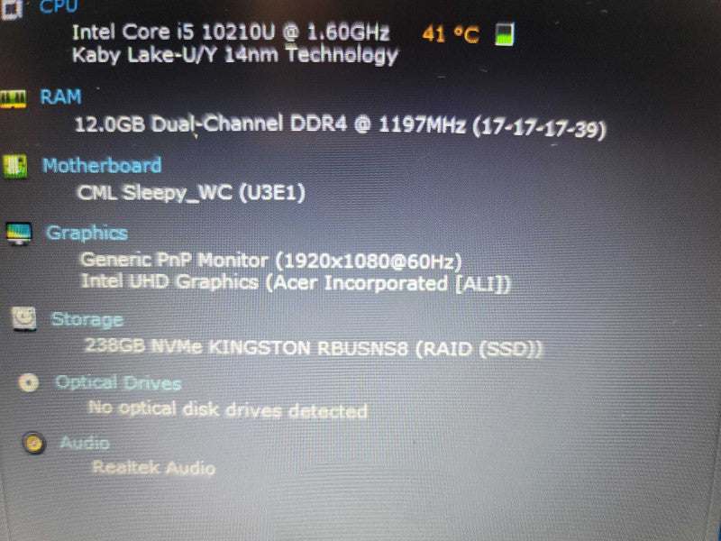 Acer Aspire 3 i5-10210U @ 1.60GHz, 12GB DDR4, 256GB m.2  Î²