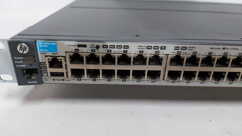 HP 2920-48G J9728A 48 Port Gigabit Switch + Rack Mount ears - fact reset #