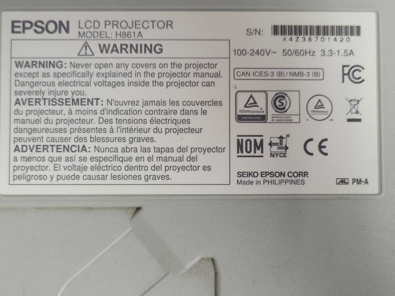 Epson PowerLite 109W H861A LCD Projector 2x HDMI ports 1530 Hours _