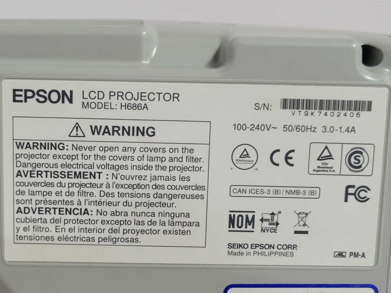Epson PowerLite 99WH LCD Projector H686A No remote_