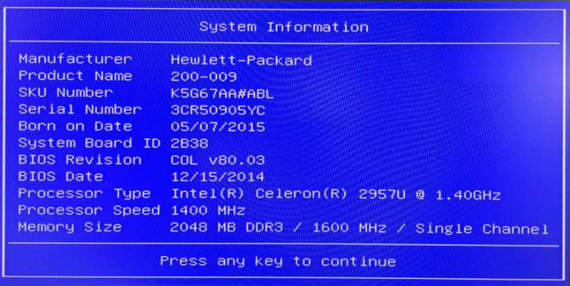 HP Stream Mini TPC-P041-BX Celeron 2957U @ 1.40GHz 2GB Ram 32GB M.2 + Adapter )