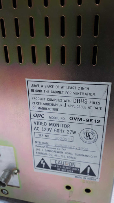 OPC OVM 9E12 Video Monitor 10\\" Vintage TV &