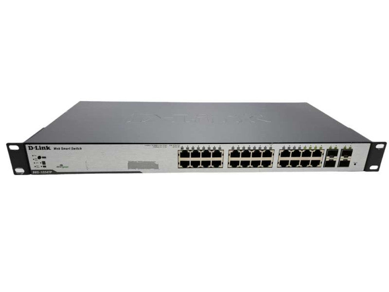 D-Link DGS-1224TP 24 Port Gigabit PoE Switch | 4 x SFP W/ Rack Mount Ears | )