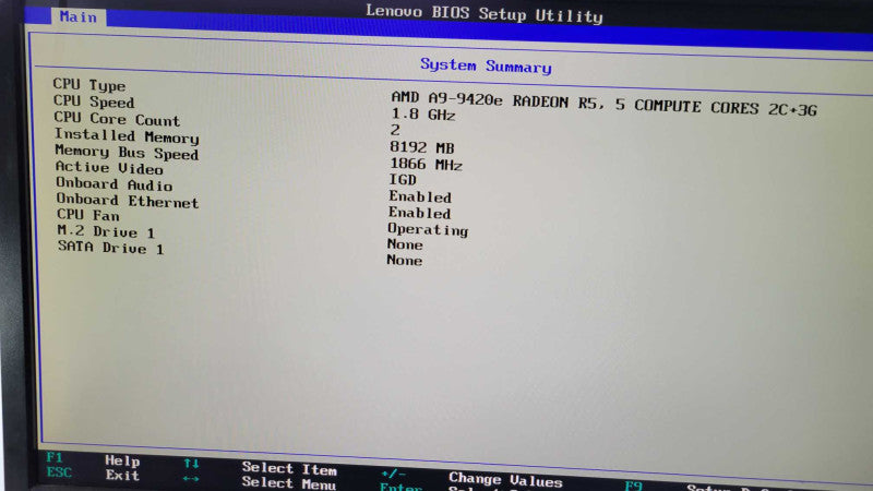 Lenovo ThinkCentre M625Q -  AMD A9-9420e Radeon R5 | 8GB  RAM | NO HDD Q