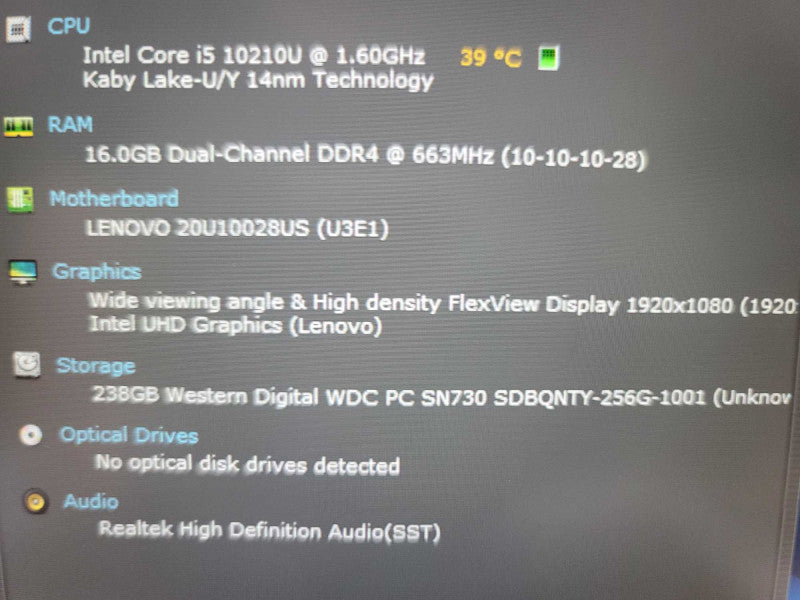 Lenovo ThinkPad L14 i5-10210U @ 1.60GHz, 16GB DDR4,  256GB m.2 Î²