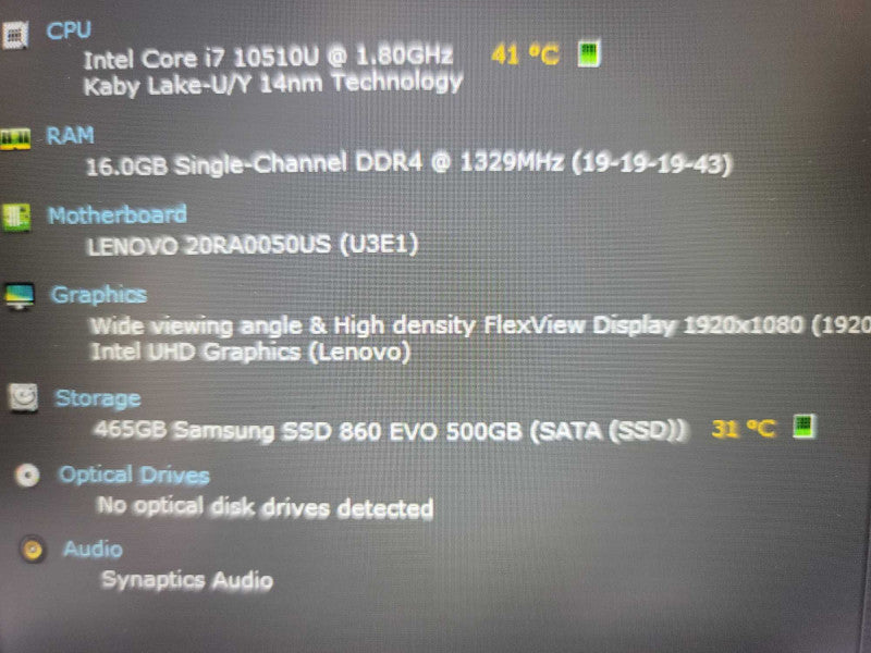 Lenovo ThinkPad E14 i7-10510 @ 1.80GHz, 16GB DDR4, 500GB SSD Î²