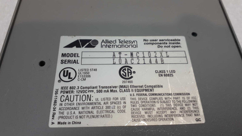 Allied Telesyn AT-MC102XL Fast Ethernet Media Converter &