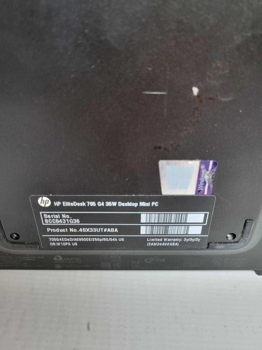 HP EliteDesk 705 G4 - AMD PRO A6-9500E R5 | 8GB RAM | NO HDD