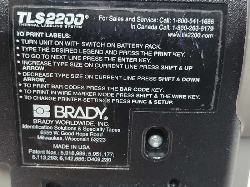 Brady TLS2200 THERMAL LABELING SYSTEM with power adapter _