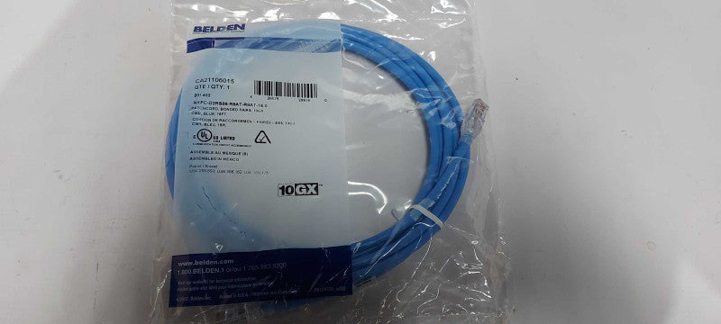NEW Sealed Belden CA21106015 10GX Patch Cord 4-Pair 24 AWG Solid CMR 15 ft Q#