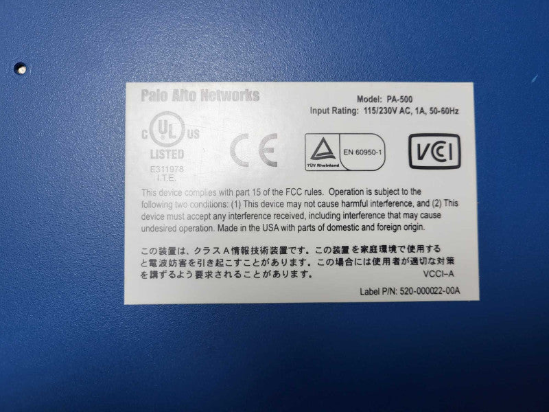 Palo Alto Networks PA-500 Firewall Network Security Appliance Q$