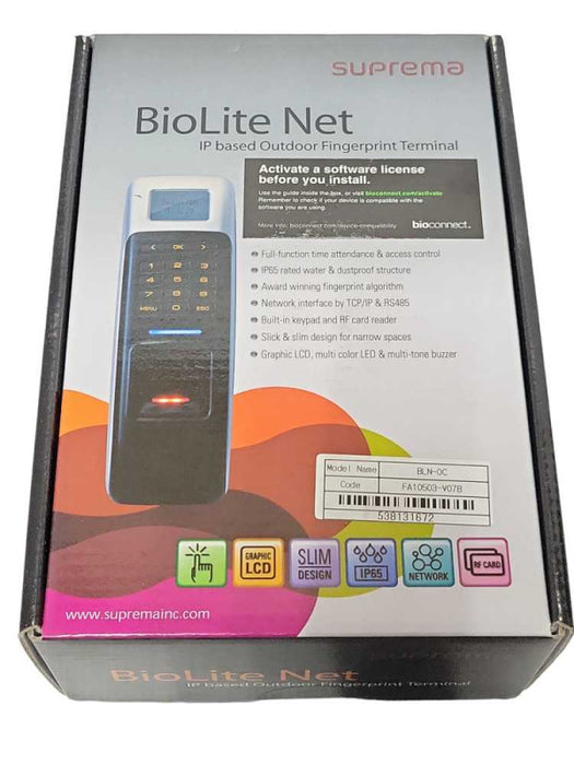 Suprema BioLite Net BLN-OC IP Based Outdoor Fingerprint terminal FA10503-V07B Q_