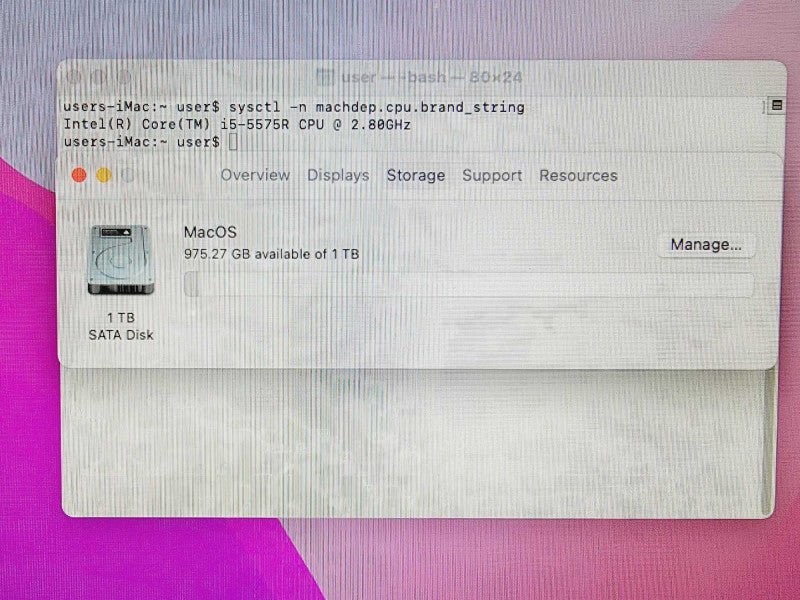 Apple iMac 2015 Core i5-5575R @ 2.8GHz 8GB DDR3 1TB HDD (
