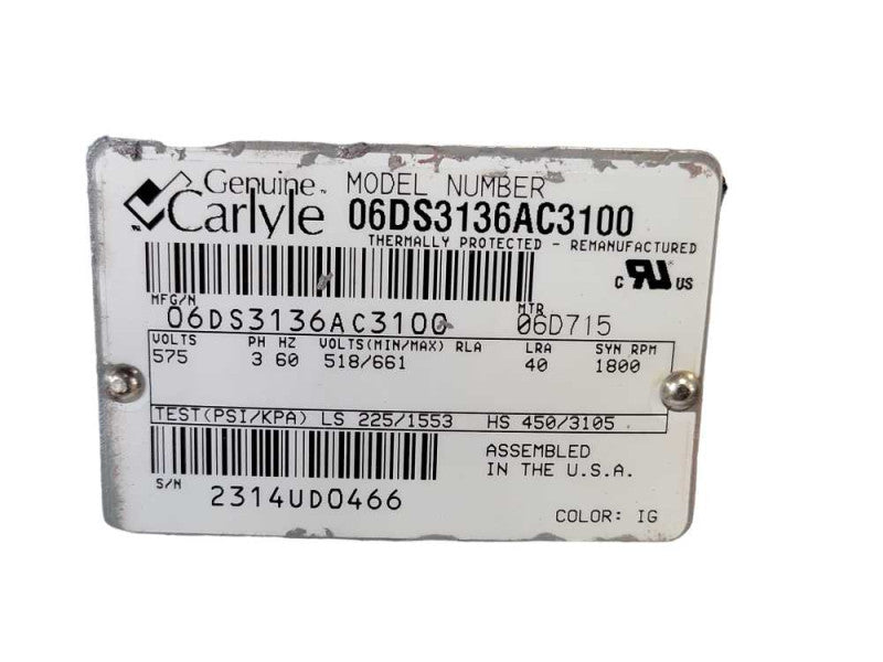 Open-Box Carlyle 06DS3136AC3100-L Compressor, READ _