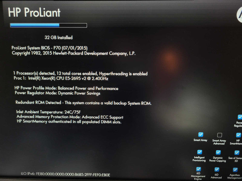 HP ProLiant DL380p Gen8 E5-2695 v2 @ 2.4GHz 32GB ECC DDR3 P420i 2.5\\" 2x PSU $