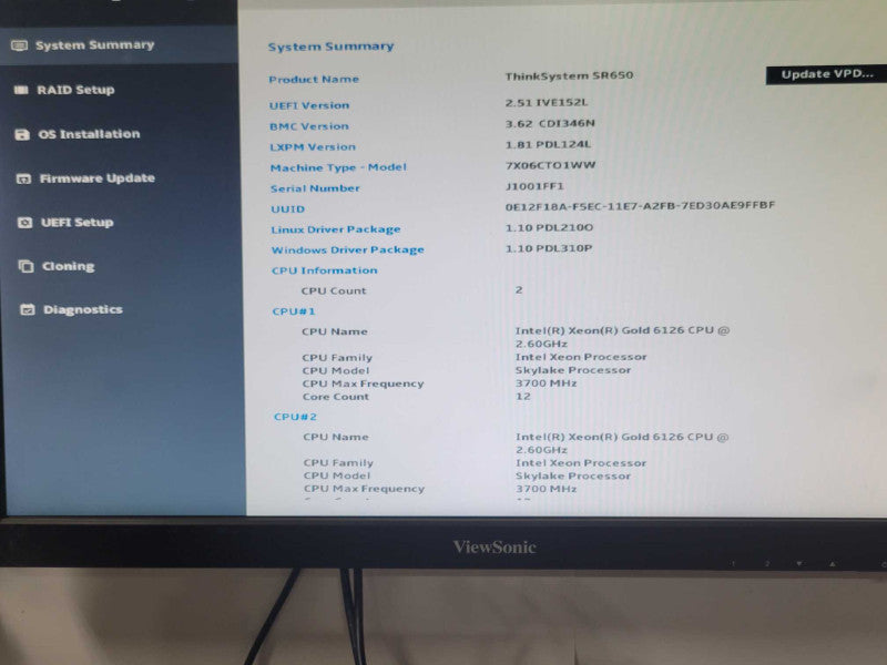Lenovo ThinkSystem SR650 2x Gold 6126 2.6GHz 12C, 32GB DDR4, 2x PSU, 2.5, SEE _