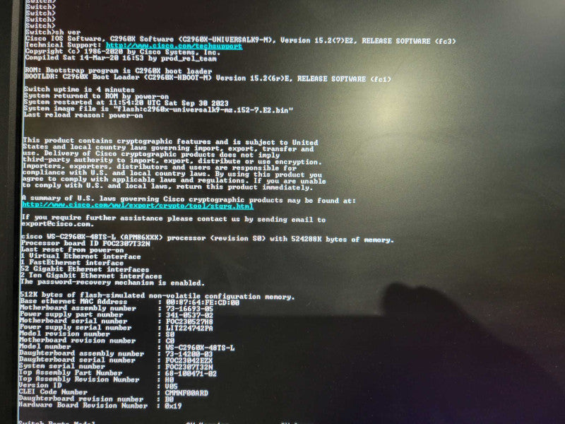 Cisco Catalyst 2960-X Series WS-C2960X-48TS-L PoE+ Network Switch fact reset !