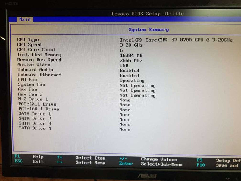 LENOVO THINKSTATION P330 SFF i7 - 8700 CPU @ 3.60GHz  16GB  DDR4 Ram
