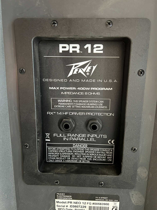 2x Peavey PR 12 Speakers with Peavey XR 8600 Mixer  -