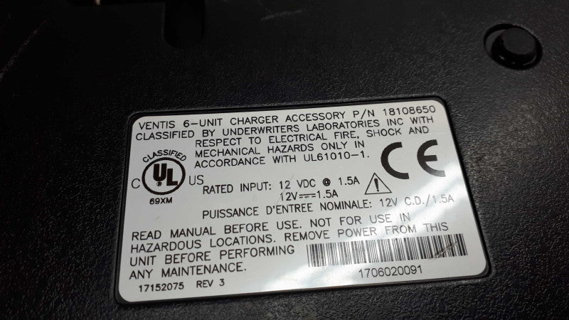 INDUSTRIAL SCIENTIFIC VENTIS MX4 6-UNIT 18108650 BATTERY CHARGER &