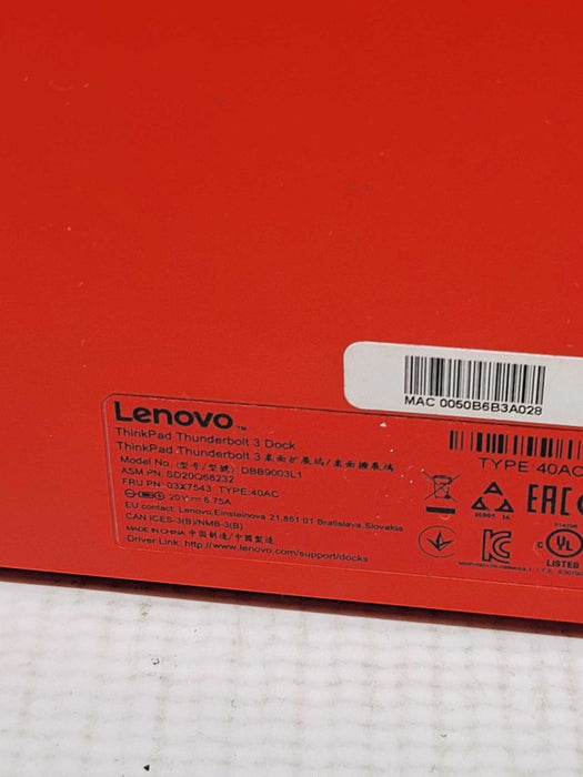 Lenovo 03X7543 40AC Laptop Thunderbolt 3 Dock For ThinkPad Q