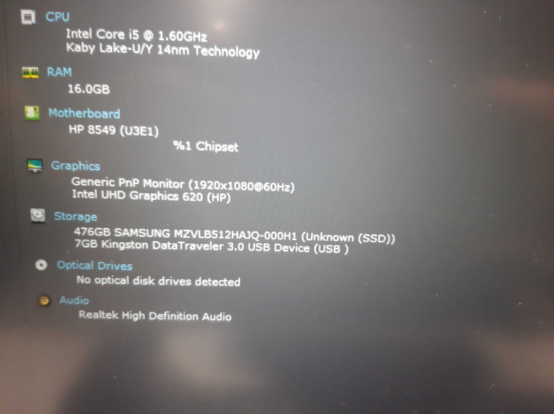 HP EliteBook 840 G6 intel i5-8265U 1.6Ghz 16GB RAM 512GB SSD *READ