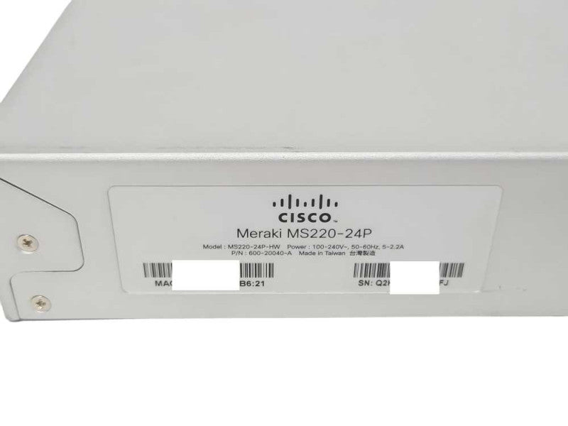 Cisco Meraki MS220-24P-HW, 24 Port Gigabit, PoE Switch UNCLAIMED _