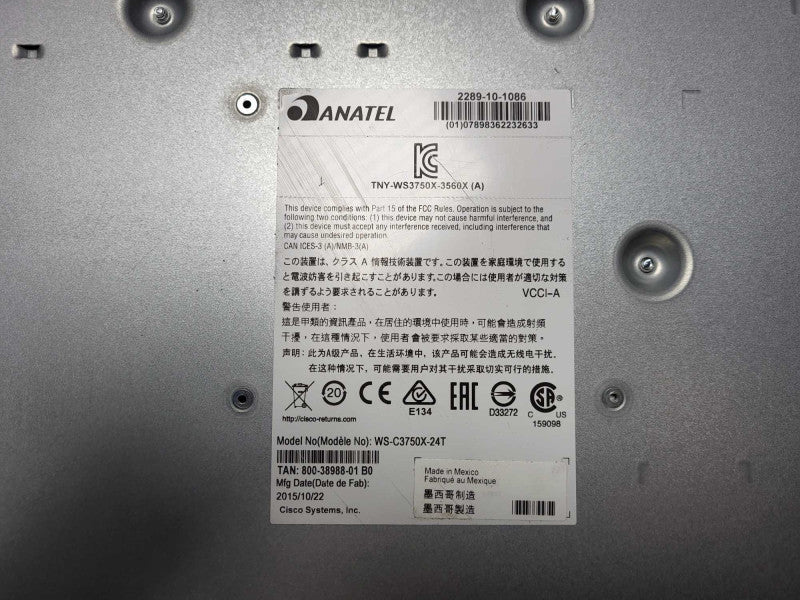 Cisco 3750x Series gigabit Network switch WS-C3750X-24T-L - fact reset  $
