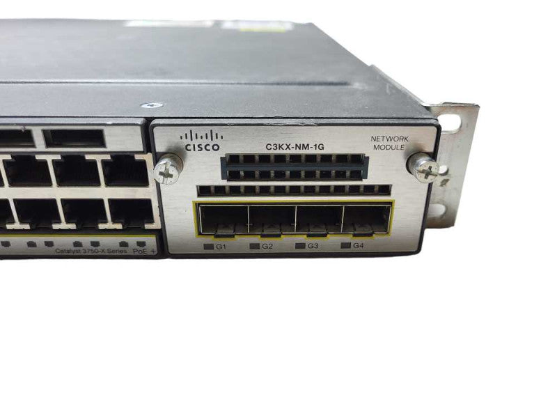 Cisco WS-C3750X-24P-S 24-Port PoE Gigabit Switch + C3KX-NM-1G Module $