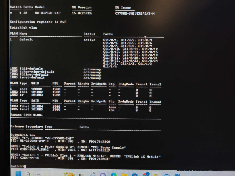 Cisco WS-C3750X-24P-S 24-Port PoE Gigabit Switch + C3KX-NM-1G Module $